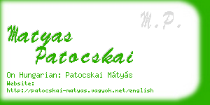 matyas patocskai business card